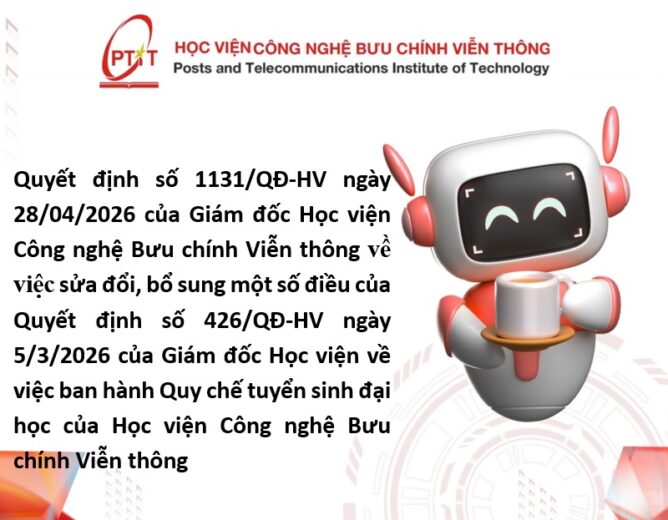 2026. Sửa đổi Bổ sung một số điều của Quy chế tuyển sinh đại học của Học viện Công nghệ Bưu chính viễn thông